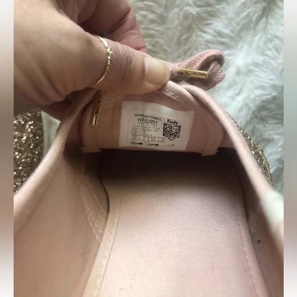 Kate spade rose gold glitter KEDS !  Pink laces 9.5M  time to sparkle! - Picture 6 of 11